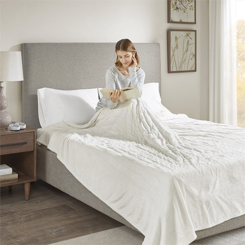 Beautyrest Polyester Solid Microlight Heated Blanket - Ivory