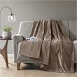 Beautyrest Polyester Knitted Solid Microlight Heated Throw in Mink Brown