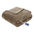 Beautyrest Polyester Knitted Solid Microlight Heated Throw in Mink Brown