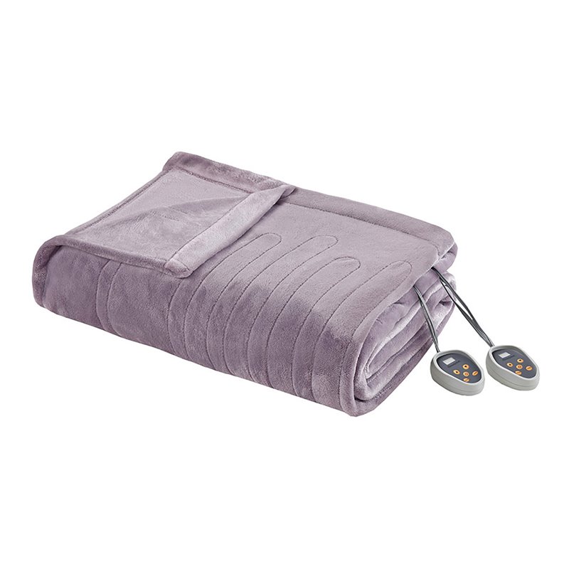 Beautyrest Polyester Knitted Solid Microlight Heated Blanket in Lavender Purple