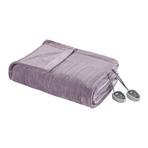 Beautyrest Polyester Knitted Solid Microlight Heated Blanket in Lavender Purple