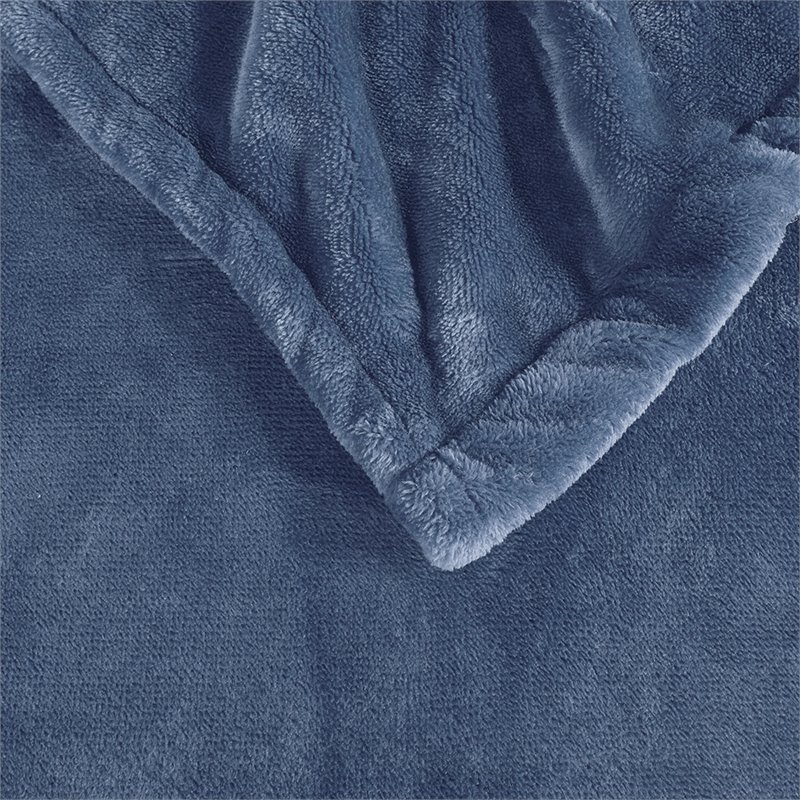 Beautyrest Polyester Knitted Solid Microlight Heated Blanket in Sapphire Blue