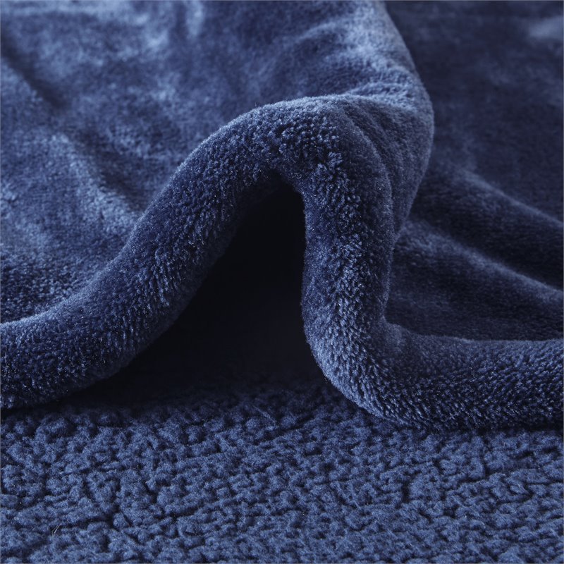 Beautyrest Polyester Knitted Microlight/Berber Solid Heated Throw in Indigo Blue