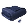 Beautyrest Polyester Knitted Microlight/Berber Solid Heated Throw in Indigo Blue