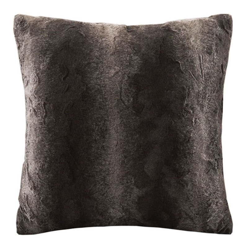 Madison Park Polyester Long Fur Pillow with Knife Edge in Brown