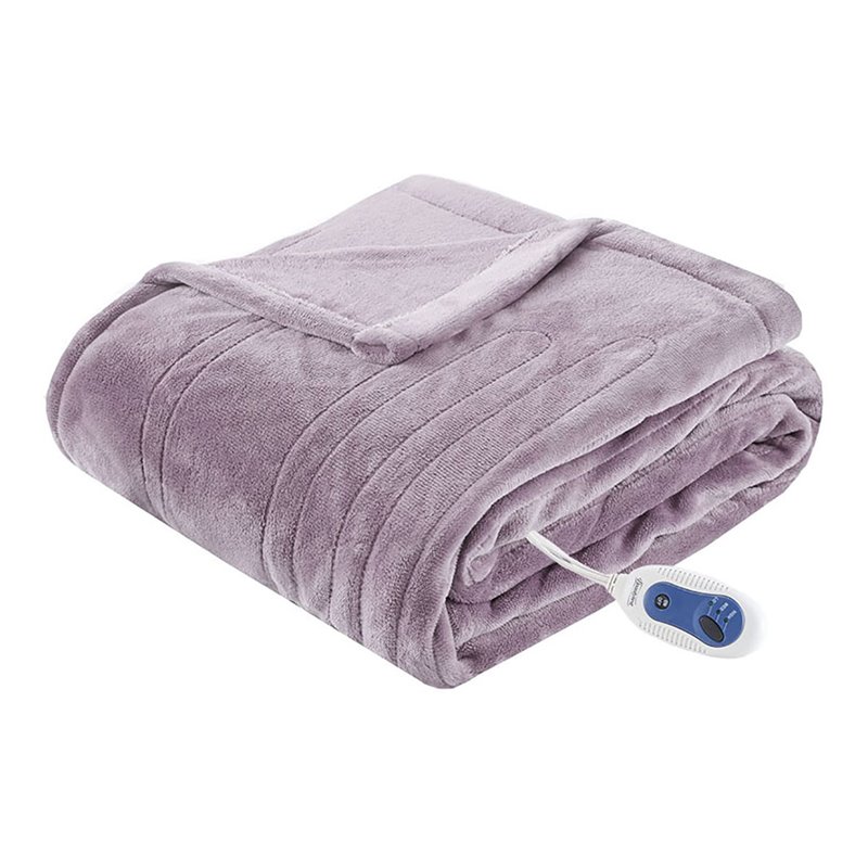 Beautyrest Polyester Knitted Solid Microlight Heated Throw in Lavender Purple