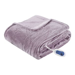 Beautyrest Polyester Knitted Solid Microlight Heated Throw in Lavender Purple