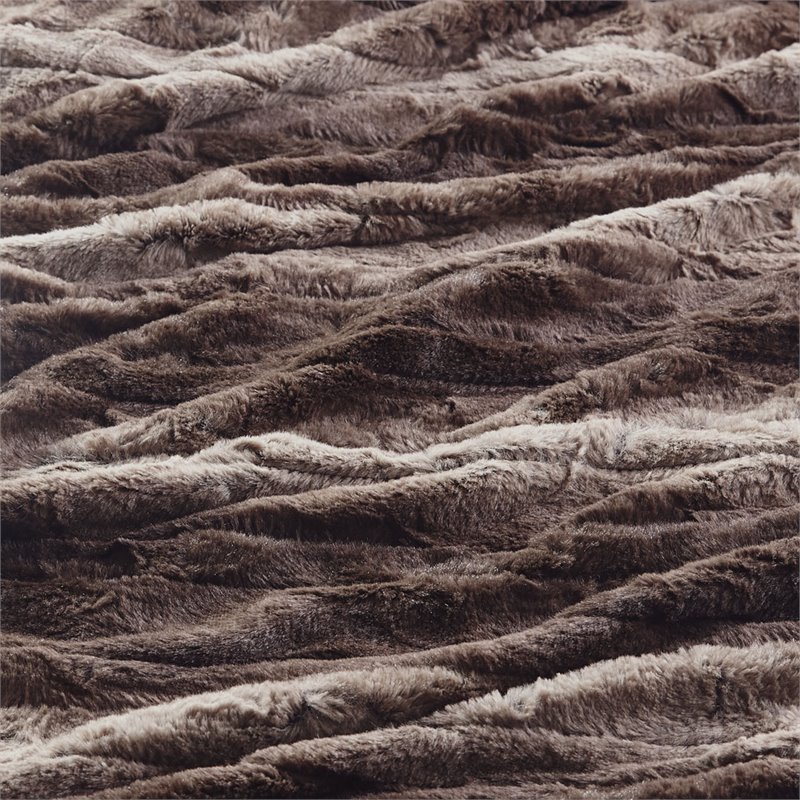 Beautyrest Polyester Faux Tip Dye Long Fur Heated Throw in Chocolate