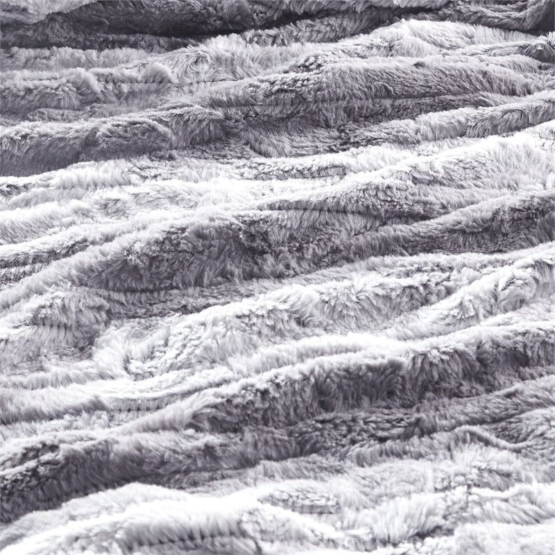 Beautyrest Polyester Faux Tip Dye Long Fur Heated Throw in Gray