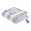 Beautyrest Polyester Faux Tip Dye Long Fur Heated Throw in Gray