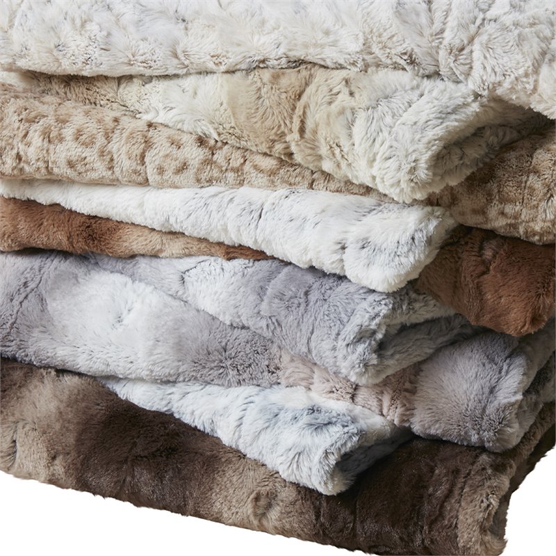 Beautyrest Polyester Faux Tip Dye Long Fur Heated Throw in Sand Brown