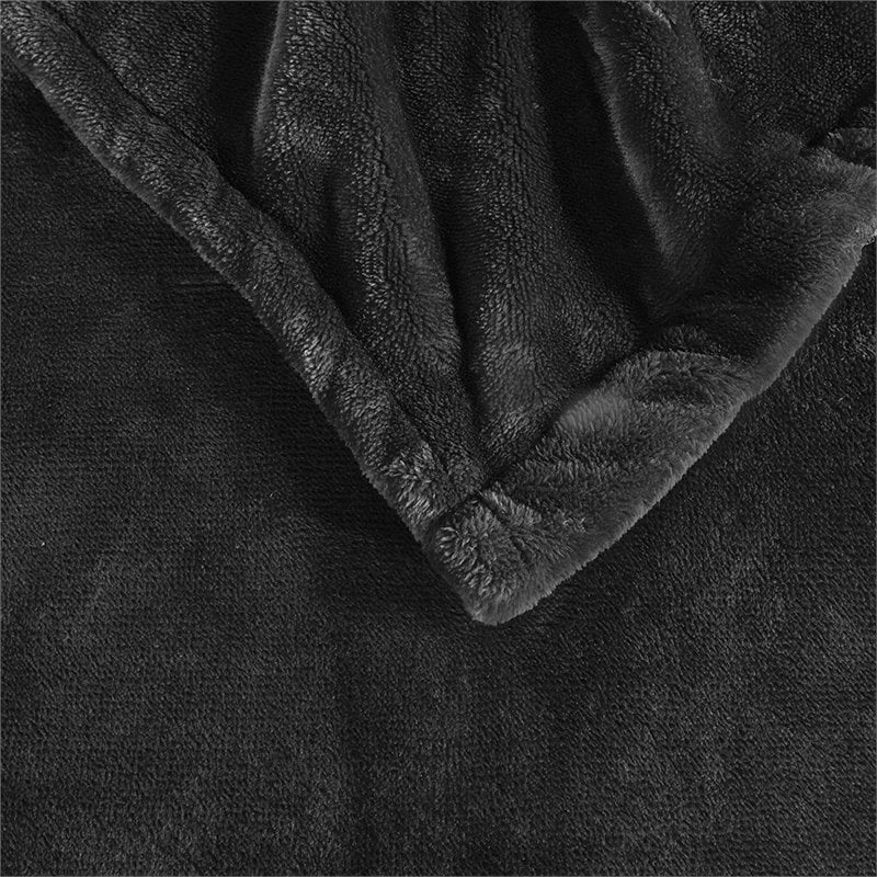 Beautyrest Polyester Solid Microlight Reversible Heated Blanket in Black