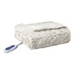 Beautyrest Polyester Faux Fur Heated Throw in Snow Leopard White Finish