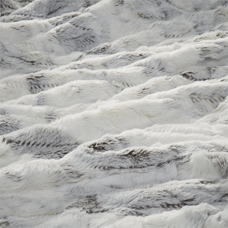 Beautyrest Polyester Marble Faux Fur Heated Throw in Natural Marble