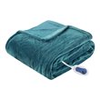 Beautyrest Polyester Solid Microlight Heated Throw in Teal Blue