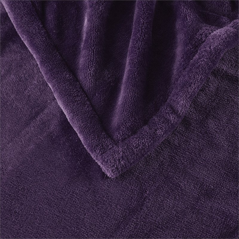 Beautyrest Polyester Solid Microlight Heated Throw in Purple