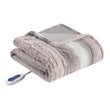 Beautyrest Polyester Oversized Faux Tip Dye Heated Throw in Blush Pink/Gray