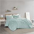 Intelligent Design Polyester Back Solid Shaggy Long Fur Comforter Set in Aqua