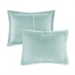 Intelligent Design Polyester Back Solid Shaggy Long Fur Comforter Set in Aqua