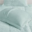 Intelligent Design Polyester Back Solid Shaggy Long Fur Comforter Set in Aqua
