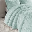 Intelligent Design Polyester Back Solid Shaggy Long Fur Comforter Set in Aqua