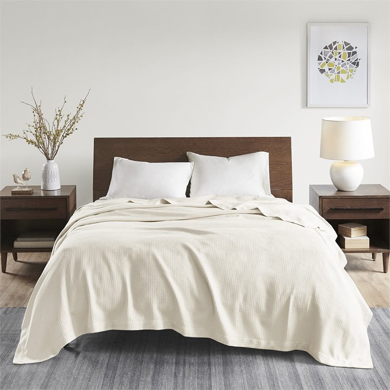 Madison Park 100 Percent Egyptian Cotton Solid Blanket in Ivory