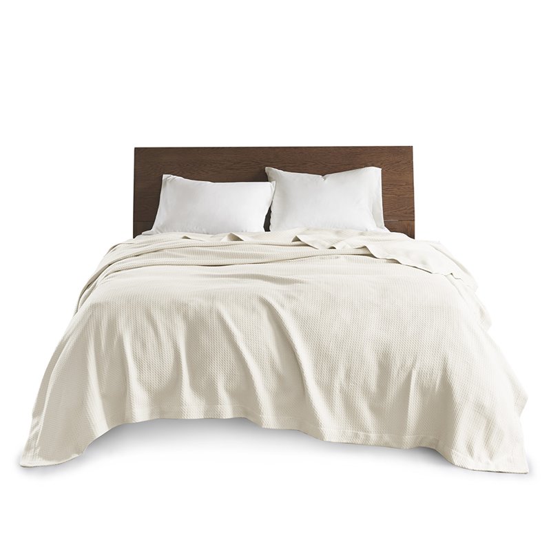 Madison Park 100 Percent Egyptian Cotton Solid Blanket in Ivory