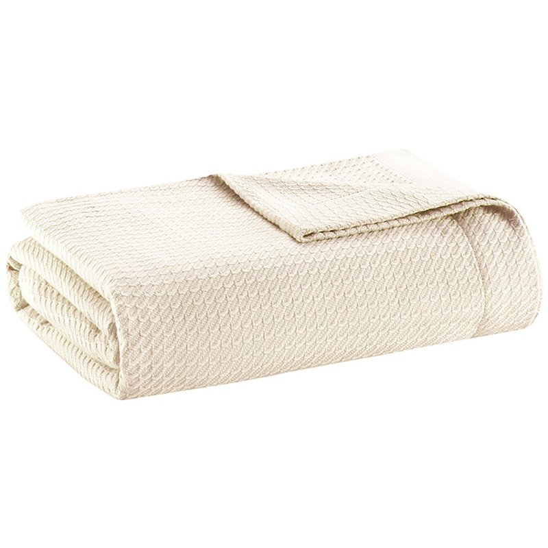 Madison Park 100 Percent Egyptian Cotton Solid Blanket in Ivory