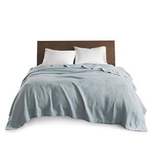 Madison Park 100 Percent Egyptian Cotton Solid Blanket in Light Blue