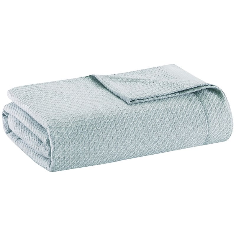 Madison Park 100 Percent Egyptian Cotton Solid Blanket in Light Blue
