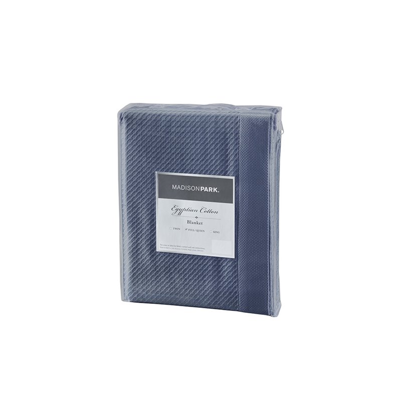 Madison Park 100 Percent Egyptian Cotton Solid Blanket in Blue