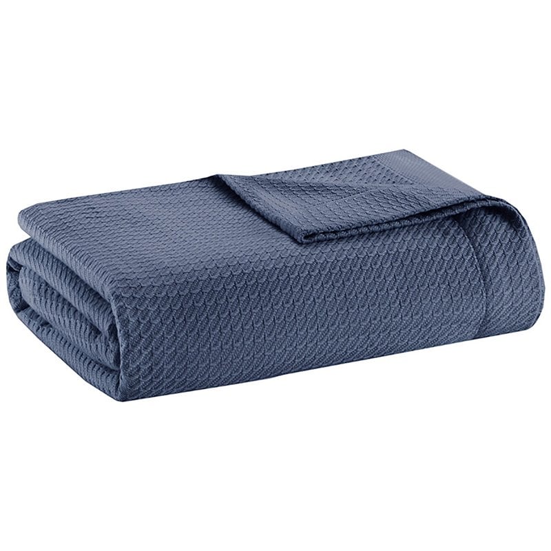 Madison Park 100 Percent Egyptian Cotton Solid Blanket in Blue
