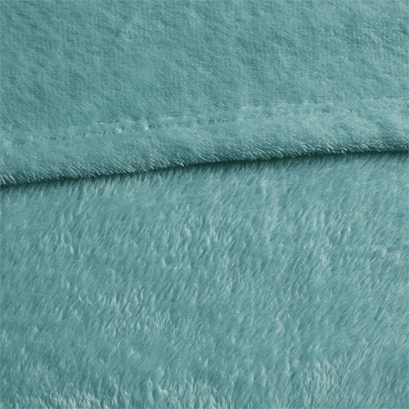 Intelligent Design Polyester Solid Microlight Plush Oversized Blanket in Aqua