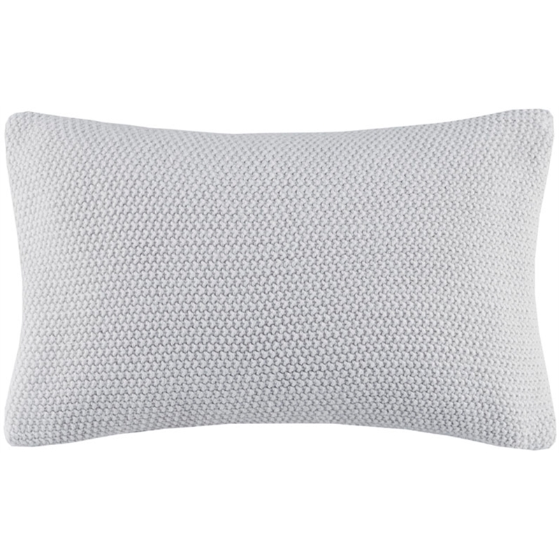 INK+IVY 100 Percent Acrylic Knitted Oblong Pillow Cover in Gray