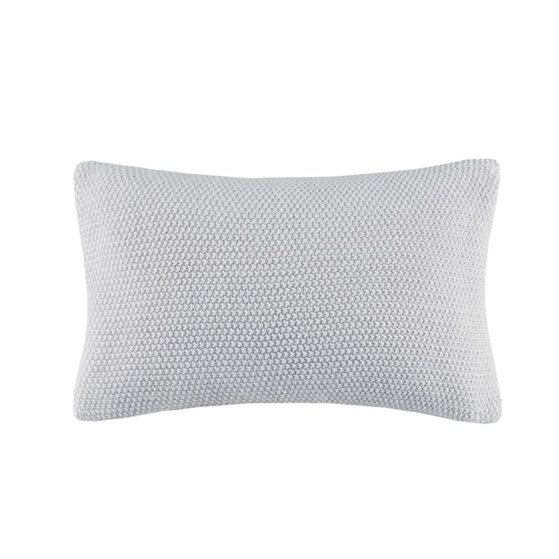 INK+IVY 100 Percent Acrylic Knitted Oblong Pillow Cover in Gray