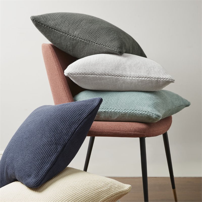 INK+IVY 100 Percent Acrylic Knitted Square Pillow Cover in Indigo Blue