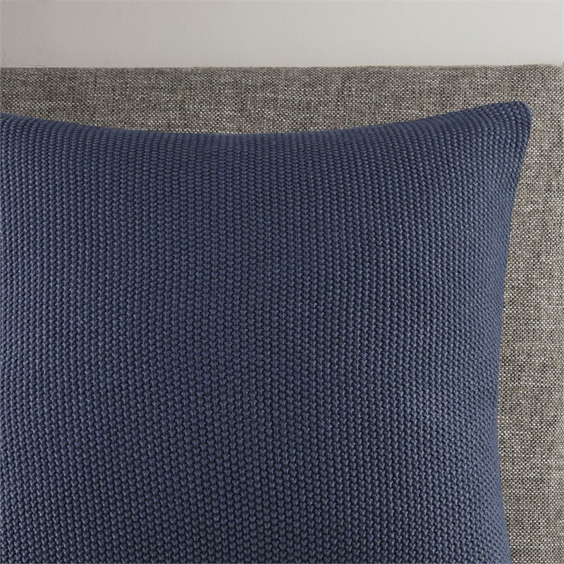INK+IVY 100 Percent Acrylic Knitted Square Pillow Cover in Indigo Blue