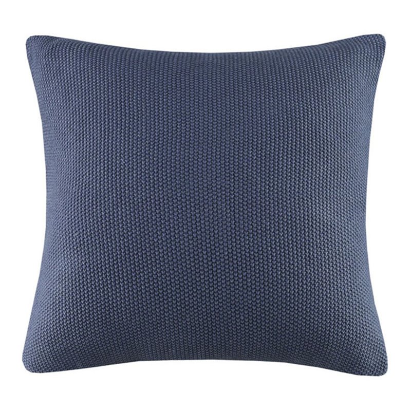 INK+IVY 100 Percent Acrylic Knitted Square Pillow Cover in Indigo Blue