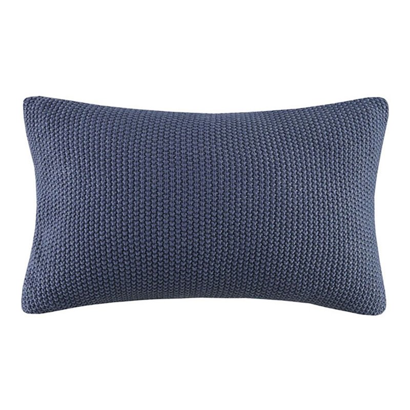 INK+IVY 100 Percent Acrylic Knitted Oblong Pillow Cover in Indigo Blue