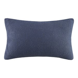 INK+IVY 100 Percent Acrylic Knitted Oblong Pillow Cover in Indigo Blue