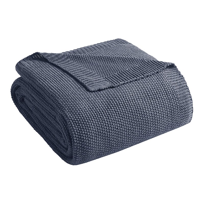 INK+IVY Bree 100 Percent Acrylic Knitted Throw in Indigo Blue