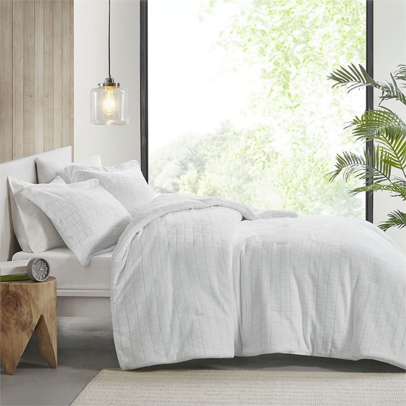 True North by Sleep Philosophy Laurie Jacquard Velour Comforter Set in Ivory