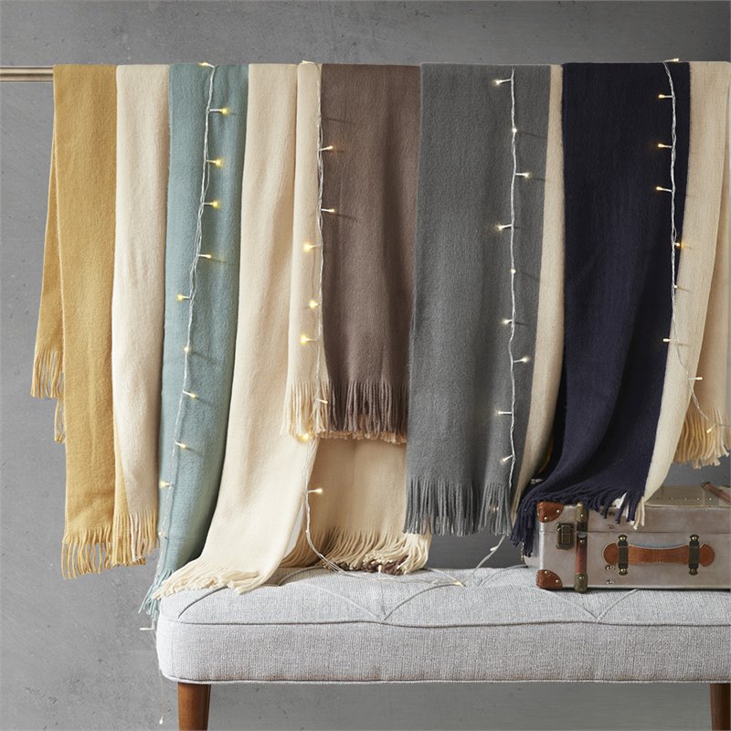 INK+IVY Stockholm 100 Percent Acrylic Color Block Faux Cashmere Throw in Taupe