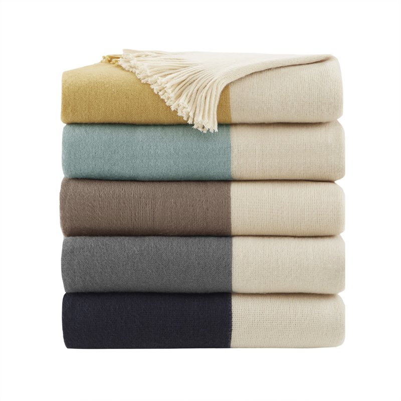 INK+IVY Stockholm 100 Percent Acrylic Color Block Faux Cashmere Throw in Taupe
