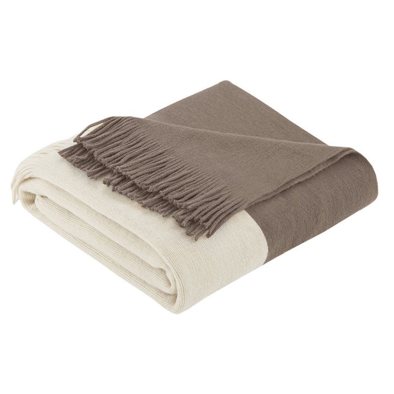 INK+IVY Stockholm 100 Percent Acrylic Color Block Faux Cashmere Throw in Taupe