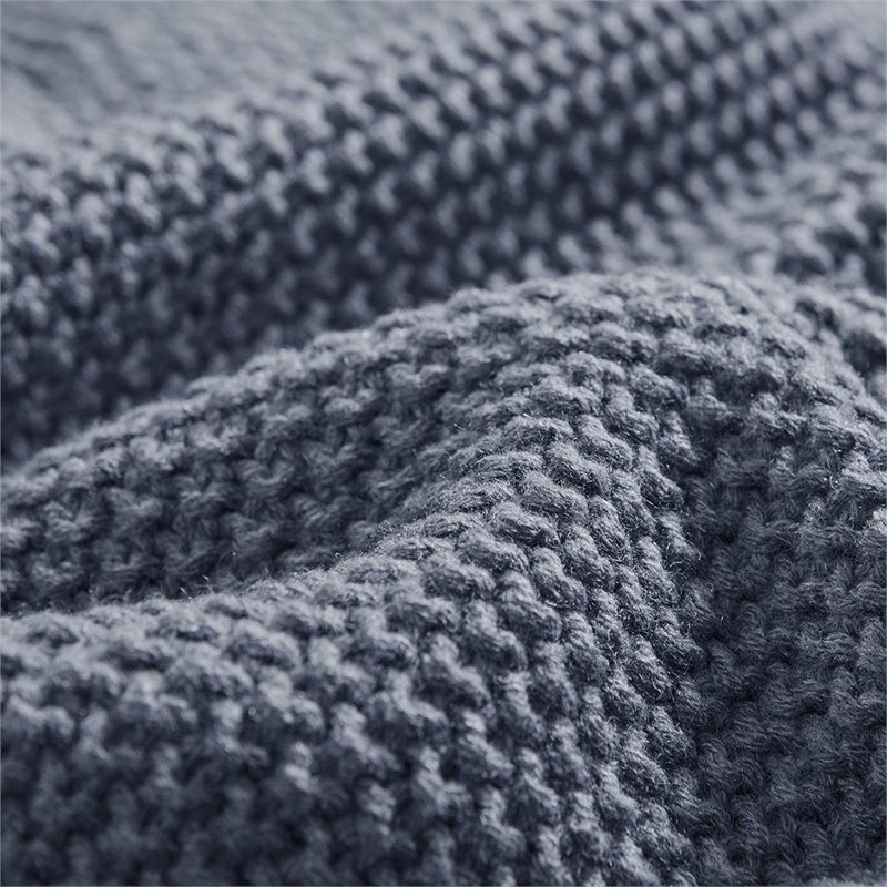 ink+ivy bree 100 percent acrylic knitted blanket in indigo blue finish