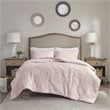 Madison Park Polyester Long Fur to Mink Comforter Set in Blush Pink