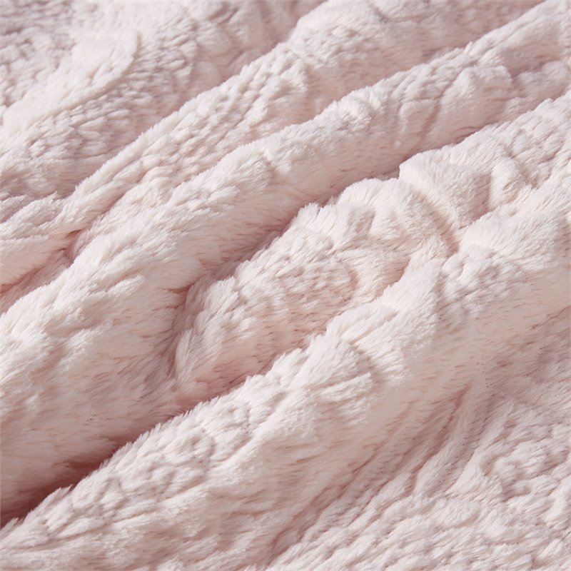 Madison Park Polyester Long Fur to Mink Comforter Set in Blush Pink