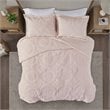 Madison Park Polyester Long Fur to Mink Comforter Set in Blush Pink