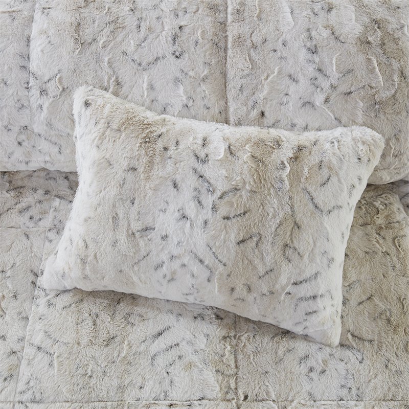Madison Park 100 Percent Polyester Comforter Set in Snow Leopard White